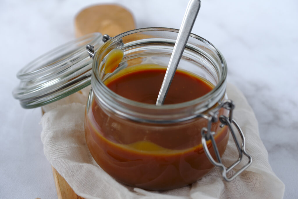 Picture of jar of salted butter caramel sauce
